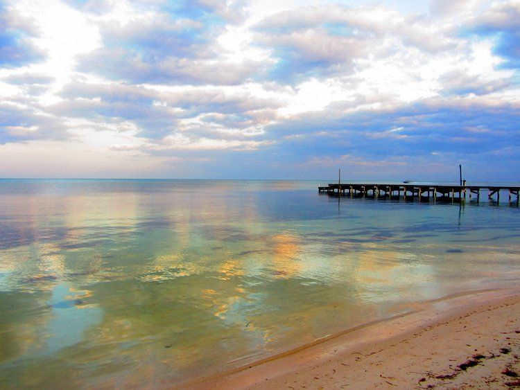 A wharf on the beach in Ambergris Caye