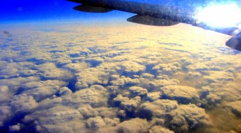 Sky view of clouds from airplane