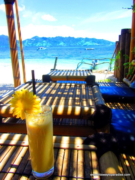Gili Air pineapple juice on the beach, Gili Air