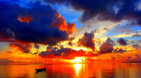 Sunset on the Kei Islands, the Spice Islands of Moluku, Indonesia