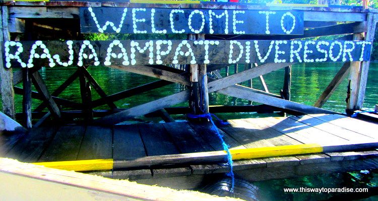 Raja Ampat Dive Resort sign made of shells