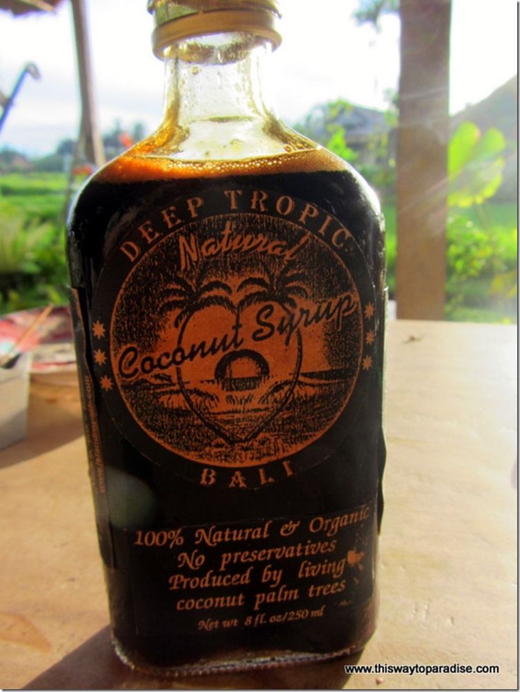 Coconut syrup from Alchemy, a juice bar in Bali