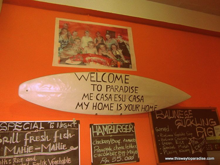 Yogi's Paradise and Grill sign, a restaurant in Bali