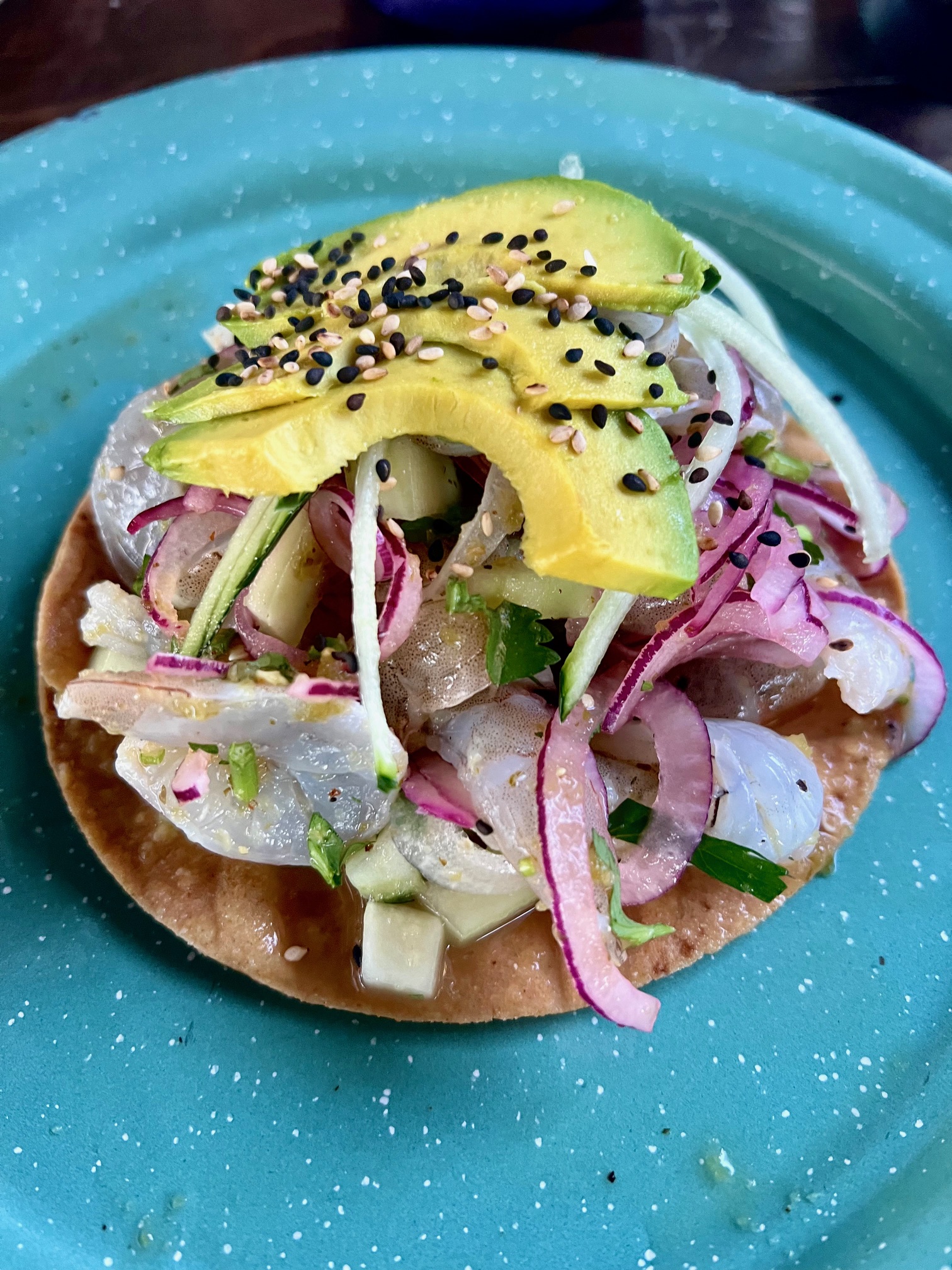 Ceviche tostada Buenavida restaurant, Loreto